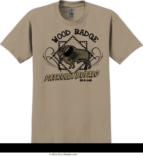 PATRULLA BUFALO NE-V-140 WOOD BADGE T-shirt Design 