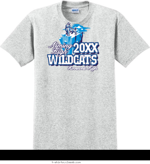 New Text Roosevelt High High Aiming WILDCATS 2012 T-shirt Design SP2970