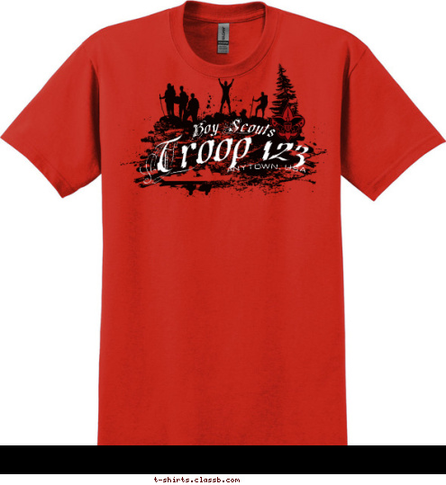 ANYTOWN, USA Troop 123 Boy Scouts T-shirt Design 