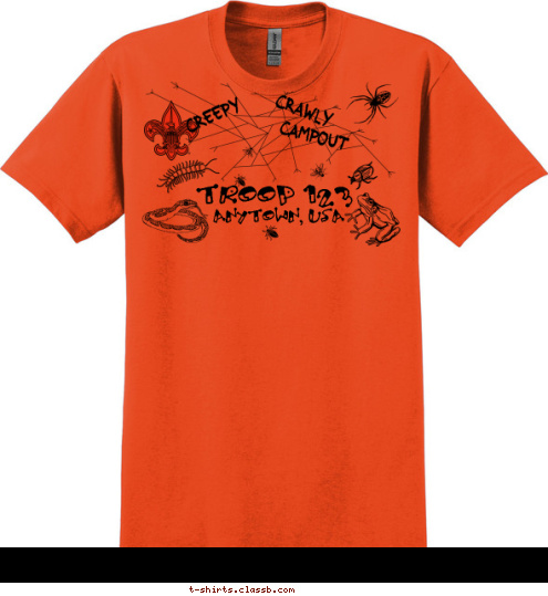 CAMPOUT CRAWLY CREEPY ANYTOWN, USA TROOP 123 T-shirt Design 