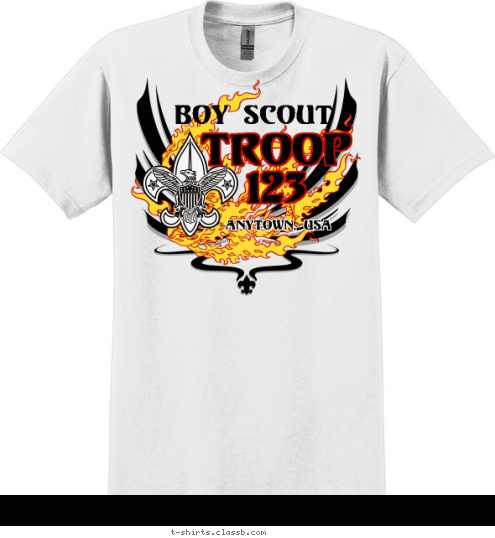 TROOP
123 Anytown, USA Boy Scout T-shirt Design 