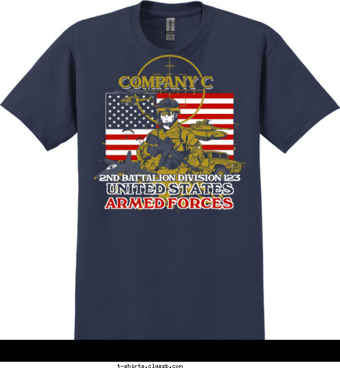 ARMED FORCES UNITED STATES 2ND BATTALION DIVISION 123 COMPANY C COMPANY C T-shirt Design SP3060