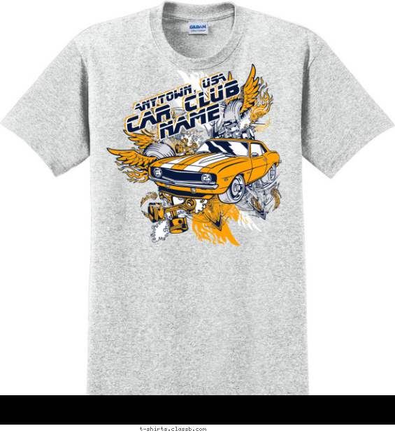Retro Wings Car Club T-shirt Design