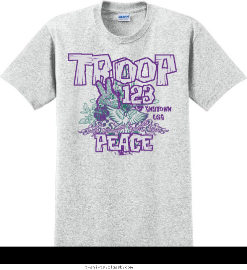 o o Anytown
USA peace 123 Troop T-shirt Design SP3103