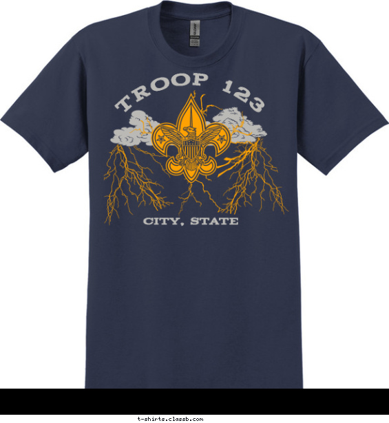 Clouds and Lightning Troop Shirt T-shirt Design