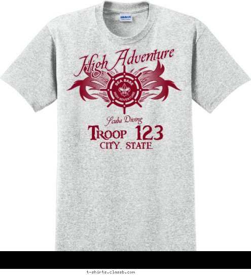 Scuba Diving Troop 123 High Adventure Anytown, USA T-shirt Design SP3035