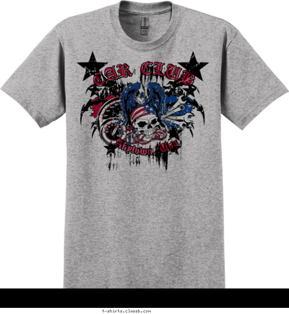 Skull Pirate Car Club T-shirt Design