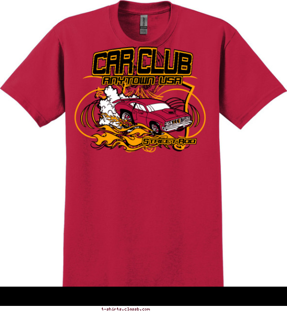 Gold Flame Car Club T-shirt Design