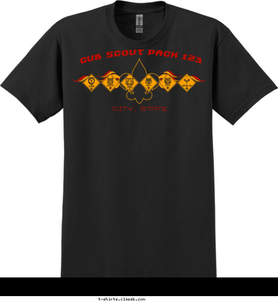 Cub Scout Ranks Flames with Fleur-de-lis Shirt T-shirt Design