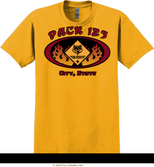 PACK 123 City, State T-shirt Design Sp2129 