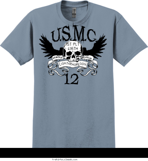 USMC Skull Shirt T-shirt Design