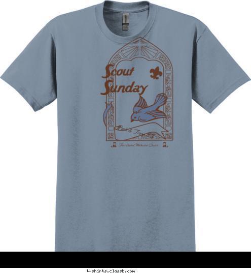 Pack & Troop 83 First United Methodist Church Sunday Scout  T-shirt Design 