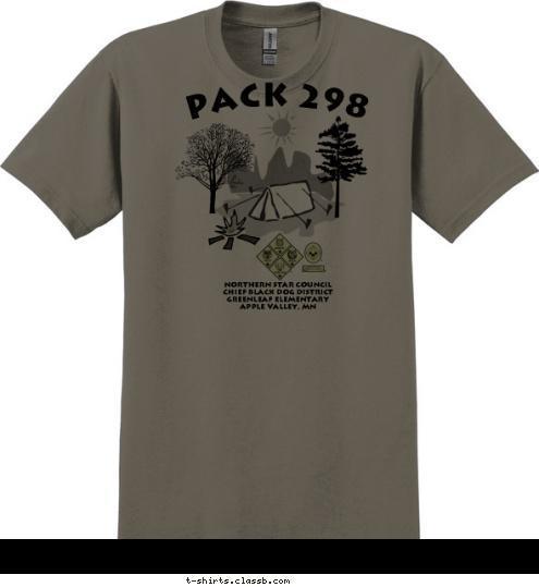 Pack 298 Northern Star Council
Chief Black Dog District
Greenleaf Elementary 
Apple Valley, MN T-shirt Design 