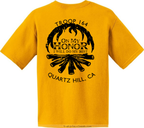 Your text here 164 QUARTZ HILL, CA TROOP 164 T-shirt Design gld omh 164