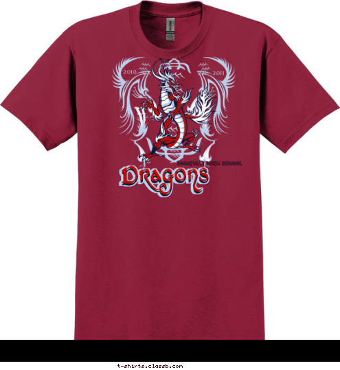 Dragons Dragons Roosevelt High School 2011 2010 T-shirt Design 