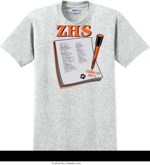 Class of 
2011 ZHS ZHS T-shirt Design 