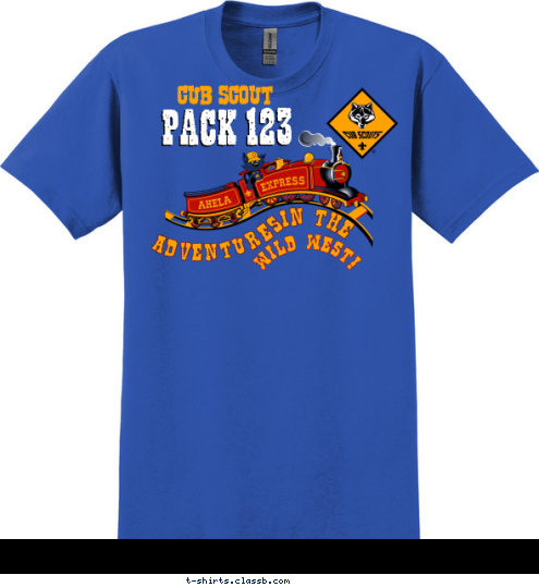 PACK 123 ADVENTURES WILD WEST!  IN THE CUB SCOUT T-shirt Design SP2236