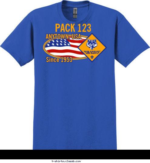 PACK 123 ANYTOWN, USA Since 1953 T-shirt Design 