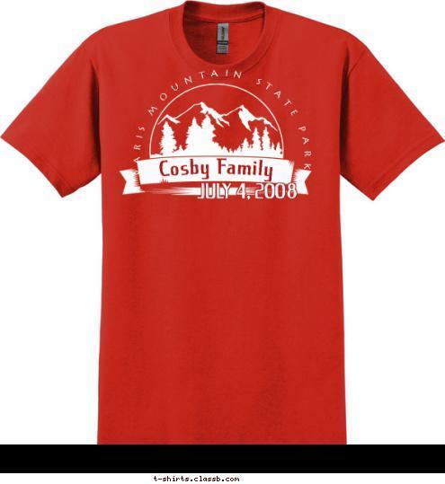 JULY 4, 2008 Cosby Family  Paris Mountain State Park T-shirt Design 