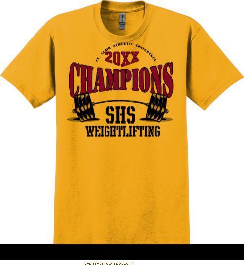 2004 WEIGHTLIFTING SHS ST. CLAIR ATHLETIC CONFERENCE T-shirt Design Sp316