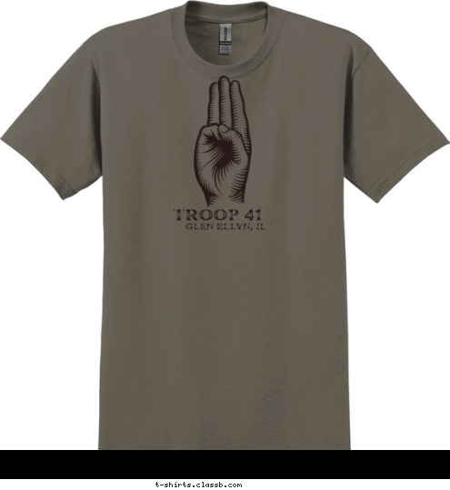 To do my duty to God and my country
and to obey the Scout Law;
To help other people at all times;
To keep myself physically strong,
mentally awake and morally straight. TROOP 41 GLEN ELLYN, IL   T-shirt Design 