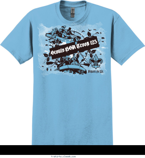 Whitewater Rafting Troop Shirt T-shirt Design