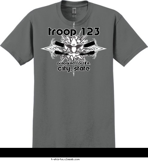 Your text here! city, state troop 123 prepared. for life. boy scouts of america T-shirt Design SP3188