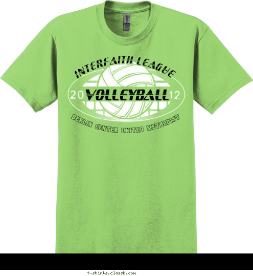 INTERFAITH LEAGUE BERLIN CENTER UNITED METHODIST 12 20 VOLLEYBALL T-shirt Design 