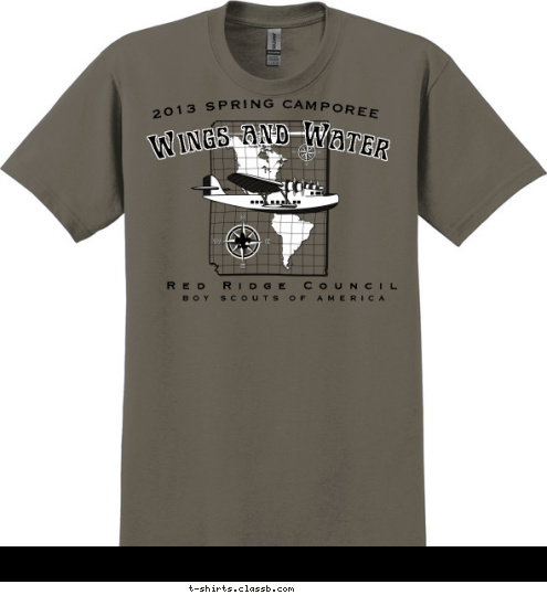 BOY SCOUTS OF AMERICA 2013 SPRING CAMPOREE Red Ridge Council Wings and Water T-shirt Design SP865