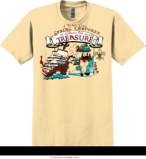 TREASURE! THE SEARCH FOR HIDDEN  Spring Camporee Red Ridge Council T-shirt Design SP1451