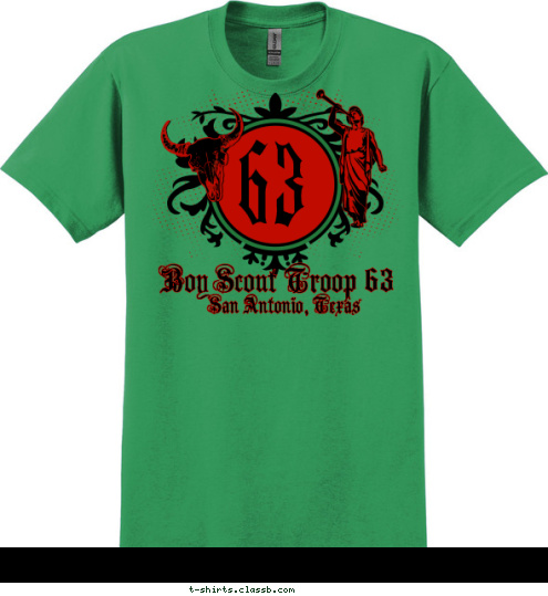 Kayaking Rifle shooting Canoeing
 Shotgun shooting Archery Troop  Camping
 Water Sports Hiking 63 Boy Scout Troop 63 San Antonio, Texas 63 T-shirt Design 