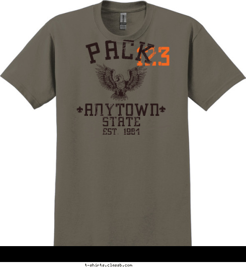PACK 123 ANYTOWN STATE EST. 1984 T-shirt Design 