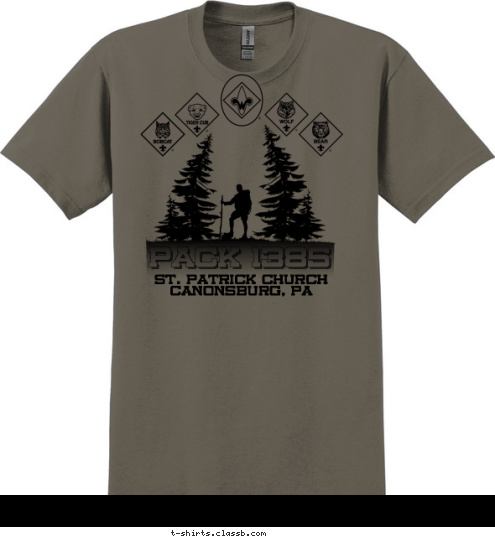 PACK 1385 St. Patrick Church
Canonsburg, PA T-shirt Design 