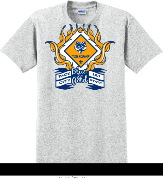Blue and Gold Pack Shirt T-shirt Design