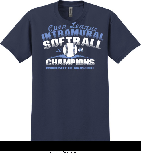 09 09 20 Open League INTRAMURAL UNIVERSITY OF MANSFIELD CHAMPIONS SOFTBALL T-shirt Design 