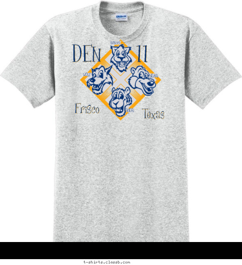 Texas Frisco   11 DEN TIGER WOLF BEAR BOBCAT T-shirt Design 