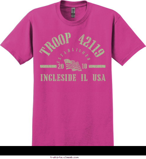 10 20 ESTABLISHED TROOP 42119 INGLESIDE IL USA T-shirt Design