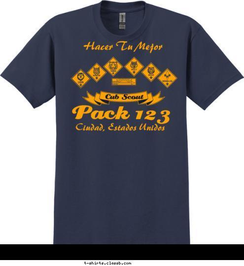 Cub Scout  Pack 123 Ciudad, Estados Unidos Hacer Tu Mejor T-shirt Design Sp2187