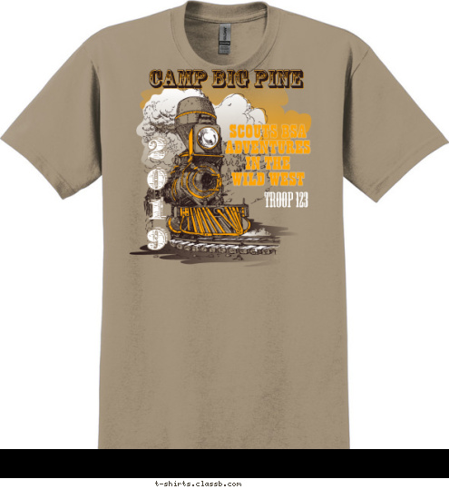 TROOP 123 BOY SCOUTS
ADVENTURES
IN THE
WILD WEST 2
0
1
2 CAMP BIG PINE T-shirt Design SP2137