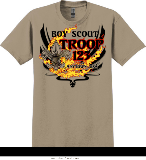 TROOP
123 Anytown, USA Boy Scout T-shirt Design 