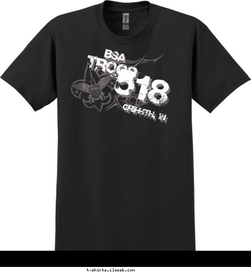 Griffith, IN 518 TROOP BSA T-shirt Design 