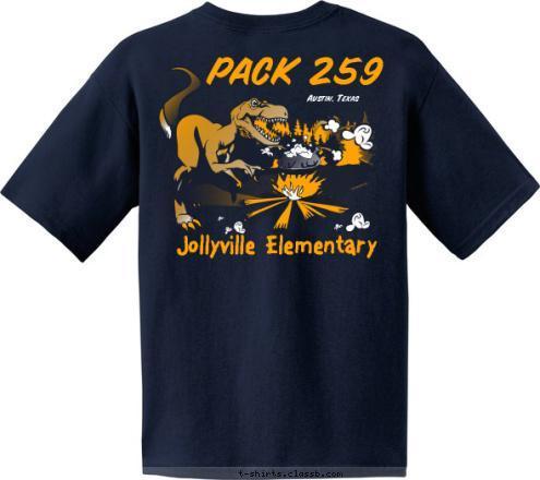 Jollyville Elementary PACK 259 Austin, Texas T-shirt Design Dinosaur