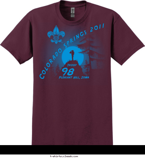 Pleasant Hill, Iowa 98 Troop Colorado Springs 2011 T-shirt Design 