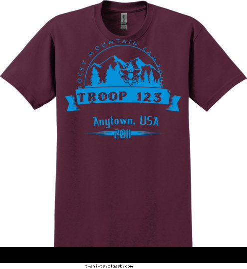 2011 Anytown, USA ROCKY MOUNTAIN CAMPOUT TROOP 123 T-shirt Design 