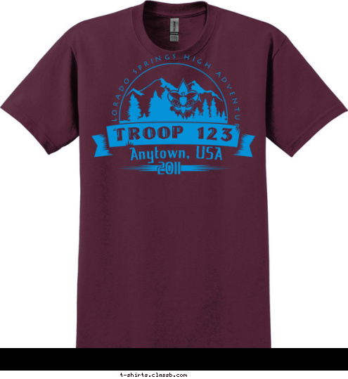 2011 Anytown, USA Colorado Springs High Adventure TROOP 123 T-shirt Design 