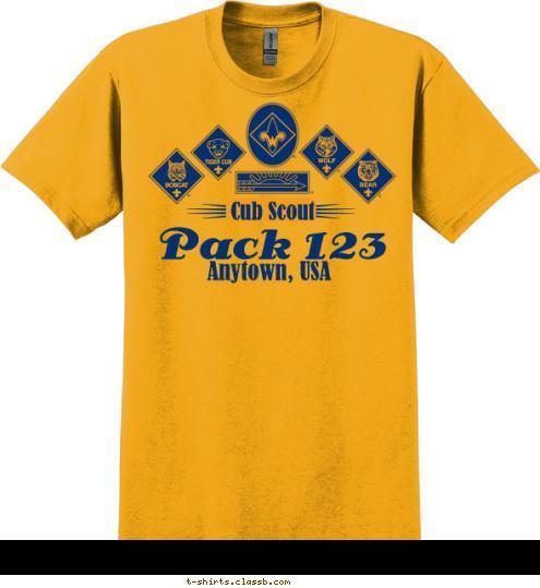 New Text Pack 123 Anytown, USA Cub Scout  T-shirt Design 