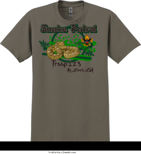 Snake Patrol Anytown, USA Troop 123 T-shirt Design SP2942