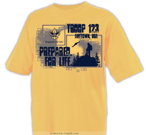 FOR LIFE. PREPARED. ANYTOWN, USA TROOP 123 T-shirt Design SP3187