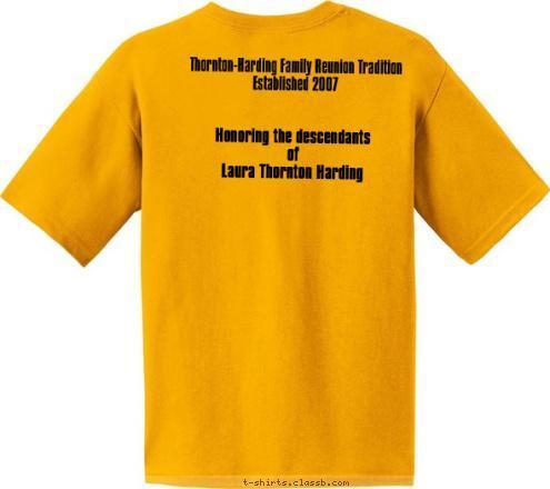 Ed           Laura Family Reunion
Little Rock, Arkansas

July 4, 2009 Thornton Harding  Your text here Dewey    Ed           Laura Laura Thornton-Harding  Thornton-Harding Family Reunion Tradition    Established 2007 Honoring the descendants 
of 
Laura Thornton Harding Ira     Family Reunion
Little Rock, Arkansas

July 4, 2009 T-shirt Design 