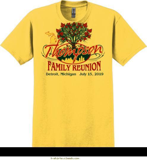 Detroit, Michigan   July 15, 2012 FAMILY REUNION Thompson T-shirt Design SP3284